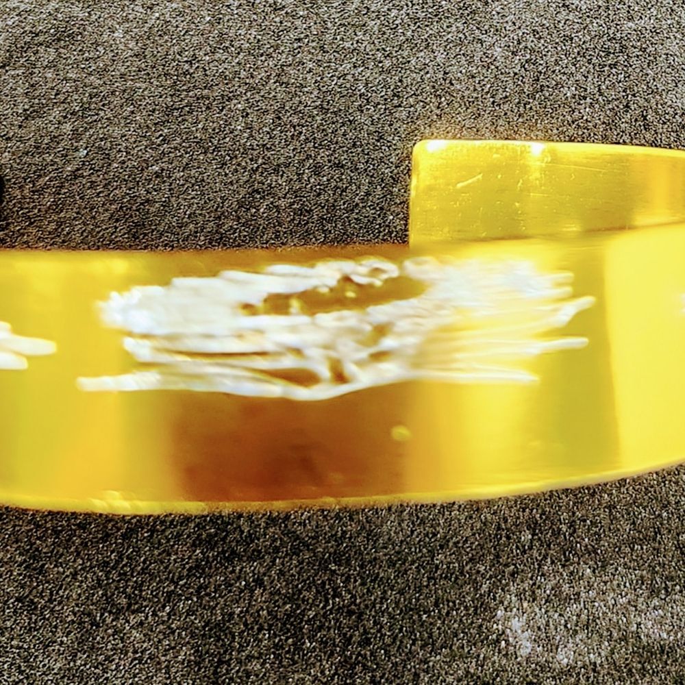 Hand Crafted Engraved Cuff Bracelet Gold Color SunFlower - Picture 5 of 16